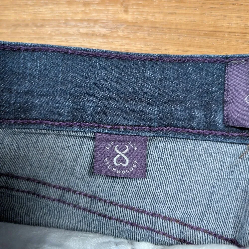 NYDJ Marilyn Straight Jeans Women's 2P Petite Dark Wash Stretch Lift Tuck